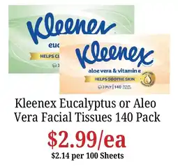 Farmer Jack's Kleenex Eucalyptus or Alo Vera Facial Tissues offer