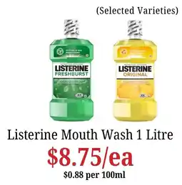 Farmer Jack's Listerine Mouth Wash 1 Litre offer