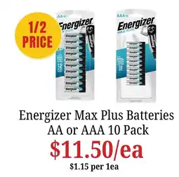 Farmer Jack's Energizer Max Plus Batteries offer
