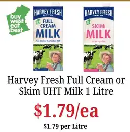 Farmer Jack's Harvey Fresh Full Cream or Skim UHT Milk offer