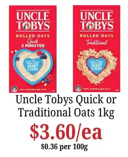 Farmer Jack's Uncle Tobys Rolled Oats offer