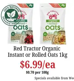 Farmer Jack's Red Tractor Organic Oats offer