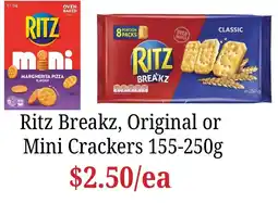 Farmer Jack's Ritz Breakz, Original or Mini Crackers offer