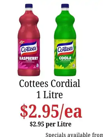 Farmer Jack's Cottees Cordial offer