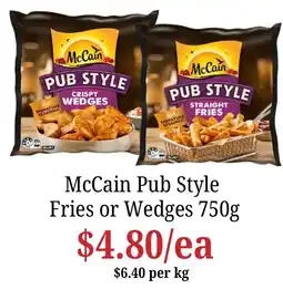 Farmer Jack's McCain Pub Style Fries or Wedges offer