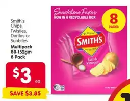Spar Smith's Chips, Twisties, Doritos or Sunbites offer