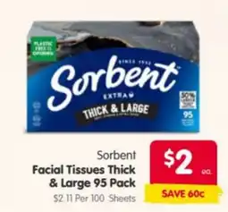 Spar Sorbent Facial Tissues Thick & Large offer