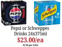 Farmer Jack's Pepsi or Schweppes Drinks offer