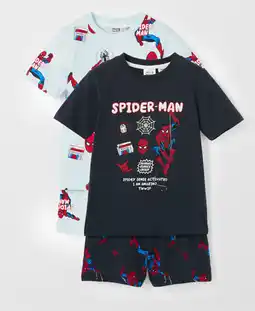 Target Licensed Disney Organic Cotton Younger Boys Top & Shorts Pyjama Set - Spiderman Blue offer