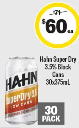Liquorland Hahn Super Dry 3.5% Block offer