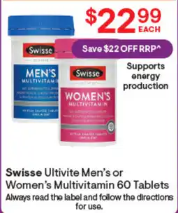 Discount Drug Stores Swisse Ultivite Men's or Women's Multivitamin offer