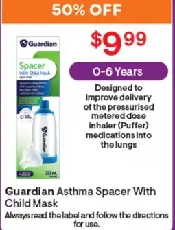 Discount Drug Stores Guardian Asthma Spacer With Child Mask offer