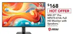 Harvey Norman MSI 27" Pro MP275 E14L Full HD Monitor with Speakers offer