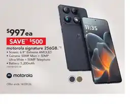 Harvey Norman motorola signature 256GB offer