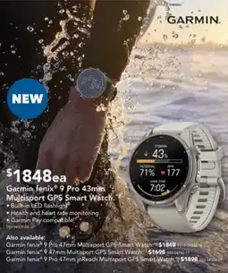 Harvey Norman Garmin fenix 9 Pro 43mm Multisport GPS Smart Watch offer