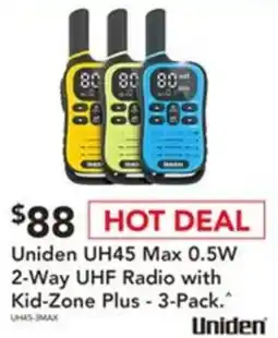 Harvey Norman Uniden UH45 Max 0.5W 2-Way UHF Radio with Kid-Zone Plus offer