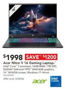 Harvey Norman Acer Nitro V 16 Gaming Laptop offer
