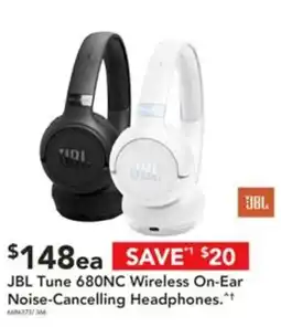 Harvey Norman JBL Tune 680NC Wireless On-Ear Noise-Cancelling Headphones offer