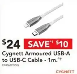 Harvey Norman Cygnett Armoured USB-A to USB-C Cable offer