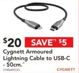 Harvey Norman Cygnett Armoured Lightning Cable to USB-C offer