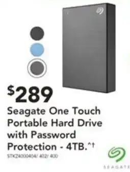 Harvey Norman Seagate One Touch Portable Hard Drive with Password Protection - 4TB offer
