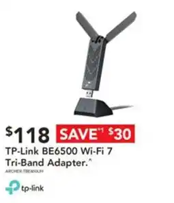 Harvey Norman TP-Link BE6500 Wi-Fi 7 Tri-Band Adapter offer