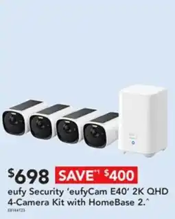 Harvey Norman eufy Security 'eufyCam E40' 2K QHD 4-Camera Kit with HomeBase 2. offer