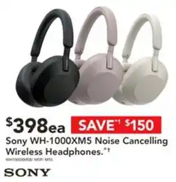 Harvey Norman Sony WH-1000XM5 Noise Cancelling Wireless Headphones offer