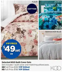 Spotlight Selected KOO Quilt Cover Sets offer