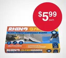 Australian Butchers Store Rhino Prohands Black Nitrile Disposable Gloves offer