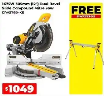 DeWalt 1675W 305mm (12") Dual Bevel Slide Compound Mitre Saw DWS780-XE