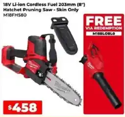 Sydney Tools Milwaukee 18V Li-ion Cordless Fuel 203mm (8") Hatchet Pruning Saw - Skin Only offer