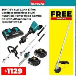 Sydney Tools Makita 36V (18V x 2) 5.0Ah Li-ion Cordless Brushless Multi Function Power Head Combo Kit with Attachments DUX60PSPT2-B offer