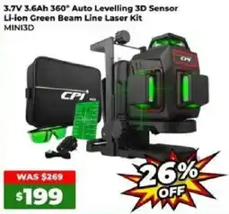 Sydney Tools CPI 3.7V 3.6Ah 360° Auto Levelling 3D Sensor Li-ion Green Beam Line Laser Kit MINI3D offer