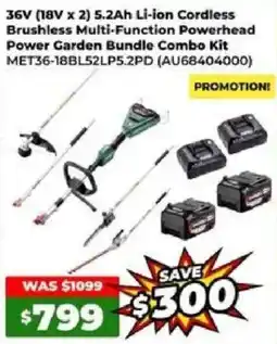 Sydney Tools 36V (18V x 2) 5.2Ah Li-ion Cordless Brushless Multi-Function Powerhead Power Garden Bundle Combo Kit offer