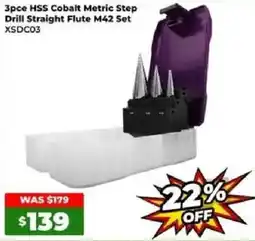 Sydney Tools 3pc HSS Cobalt Metric Step Drill Straight Flute M42 Set offer