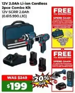 Sydney Tools Bosch 12V 2.0Ah Li-ion Cordless 2pce Combo Kit offer