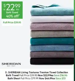 Harris Scarfe D. SHERIDAN Living Textures Trenton Towel Collection Bath Towel offer