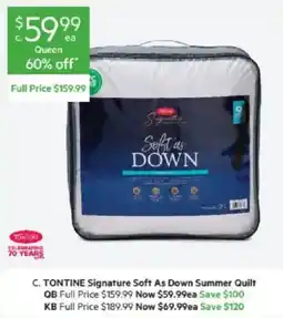 Harris Scarfe Tontine Signature Soft As Down Summer Quilt offer