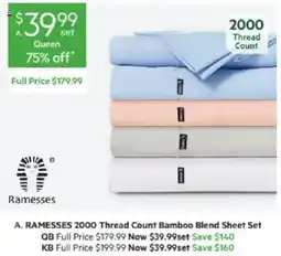 Harris Scarfe Rameses 2000 Thread Count Bamboo Blend Sheet Set offer