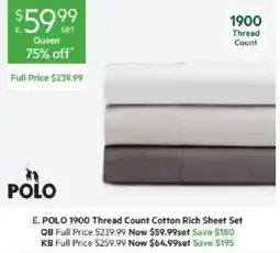 Harris Scarfe POLO 1900 Thread Count Cotton Rich Sheet Set offer