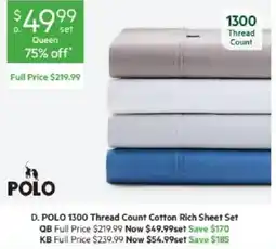 Harris Scarfe POLO 1300 Thread Count Cotton Rich Sheet Set offer