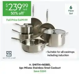 Harris Scarfe H. Smith+Nobel 6pc Milano Stainless Steel Cookset offer