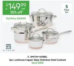 Harris Scarfe E. Smith+Nobel 5pc Luminous Copper Base Stainless Steel Cookset offer