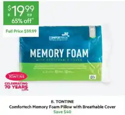 Harris Scarfe TONTINE Comfortech Memory Foam Pillow with Breathable Cover offer