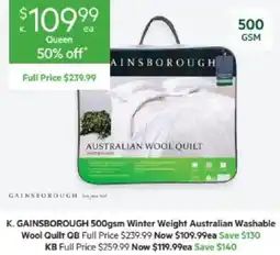 Harris Scarfe K. Gainsborough Australian Wool Quilt offer