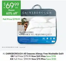 Harris Scarfe H. Gainsborough All Seasons Allergy Free Washable Quilt offer