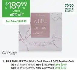 Harris Scarfe Bas Phillips 70% White Duck Down & 30% Feather Quilt offer
