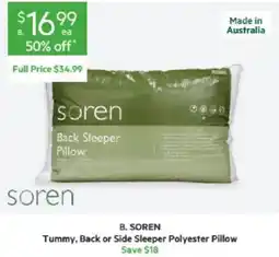 Harris Scarfe B. SOREN Tummy, Back or Side Sleeper Polyester Pillow offer