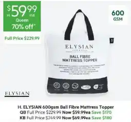 Harris Scarfe ELYSIAN 600gsm Ball Fibre Mattress Topper offer